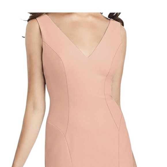 Dessy Collection Porcelain Pink Deep V Neck Trumpet Special Occassion Gown 3060 - Picture 2 of 15